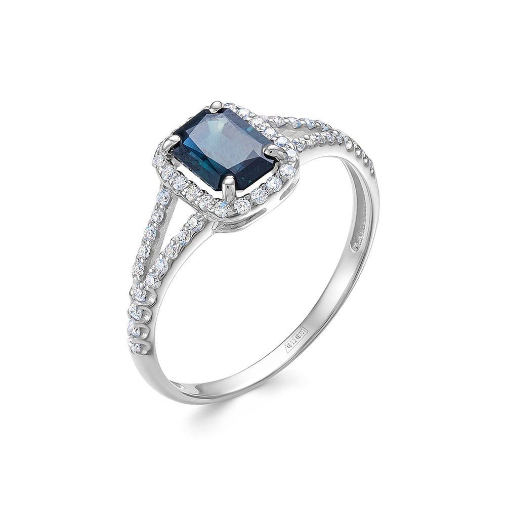 Inel din aur alb cu pietre Diamant, Safir