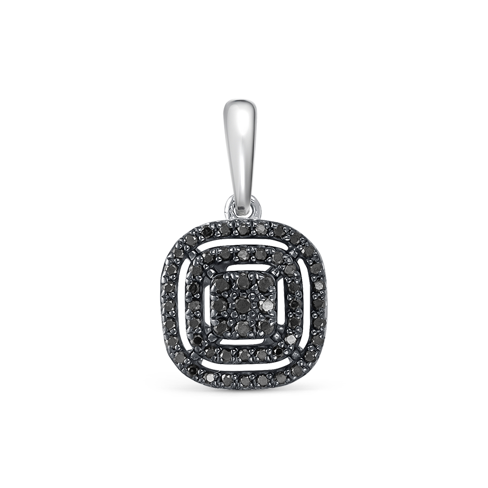 Pandantiv din aur alb cu pietre Diamant negru