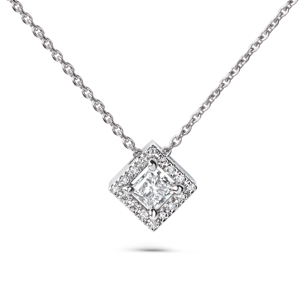 Colier din aur alb cu pietre Diamant