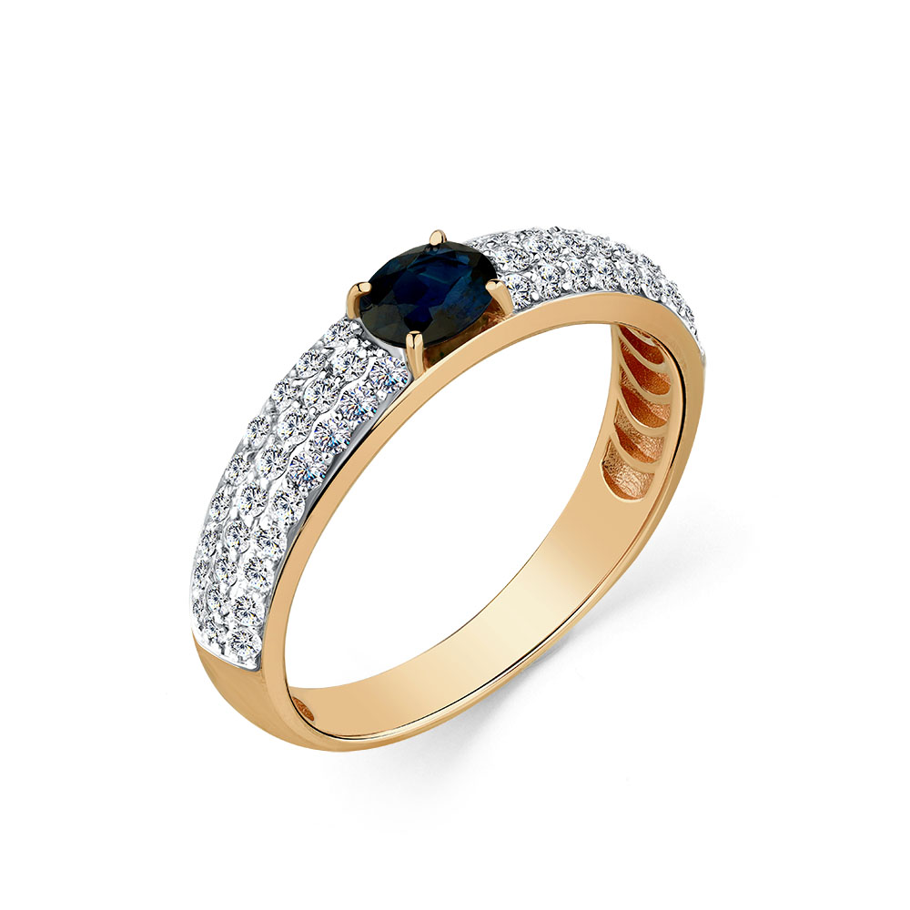 Inel din aur roșu cu pietre Diamant, Safir