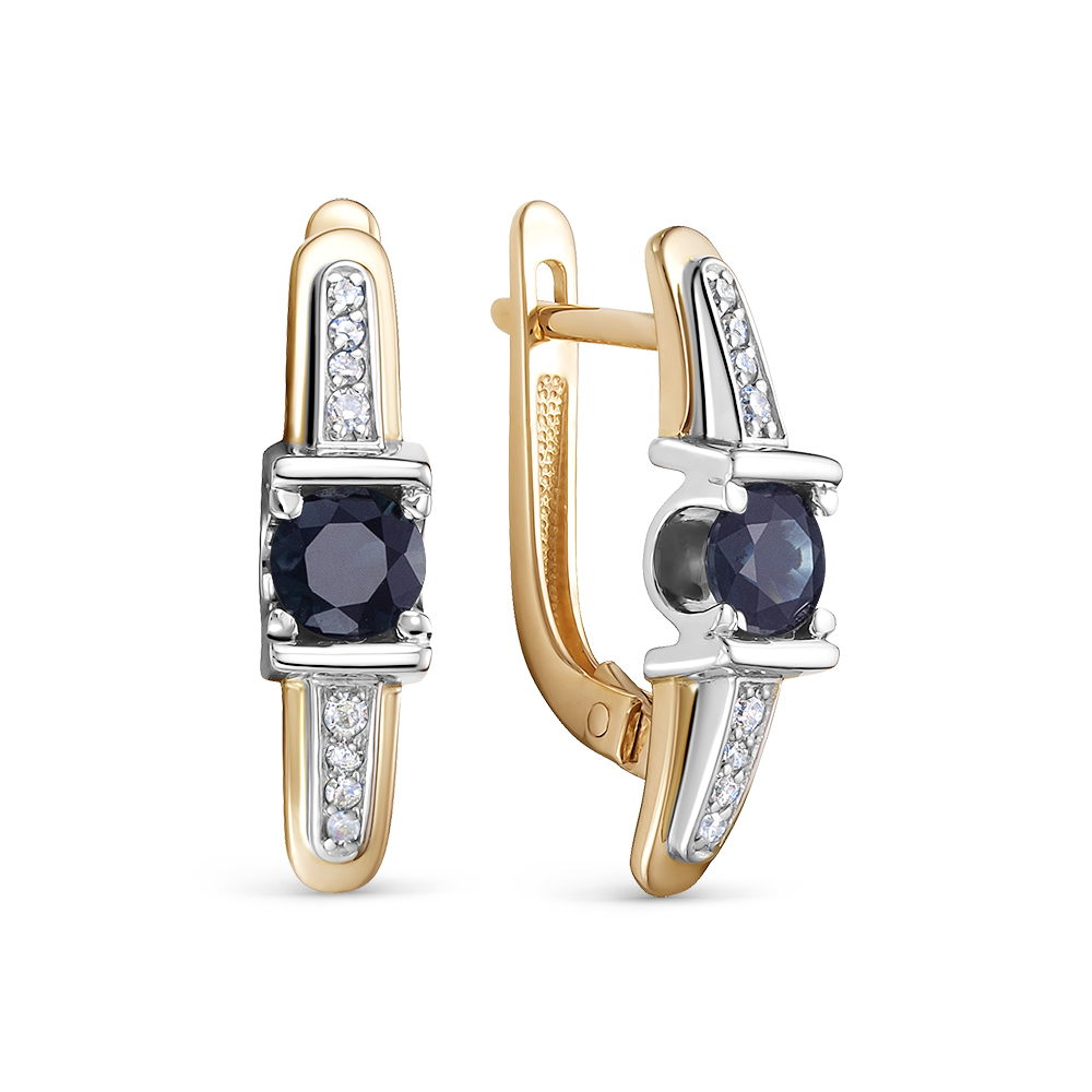 Cercei din aur roșu cu pietre Diamant, Safir