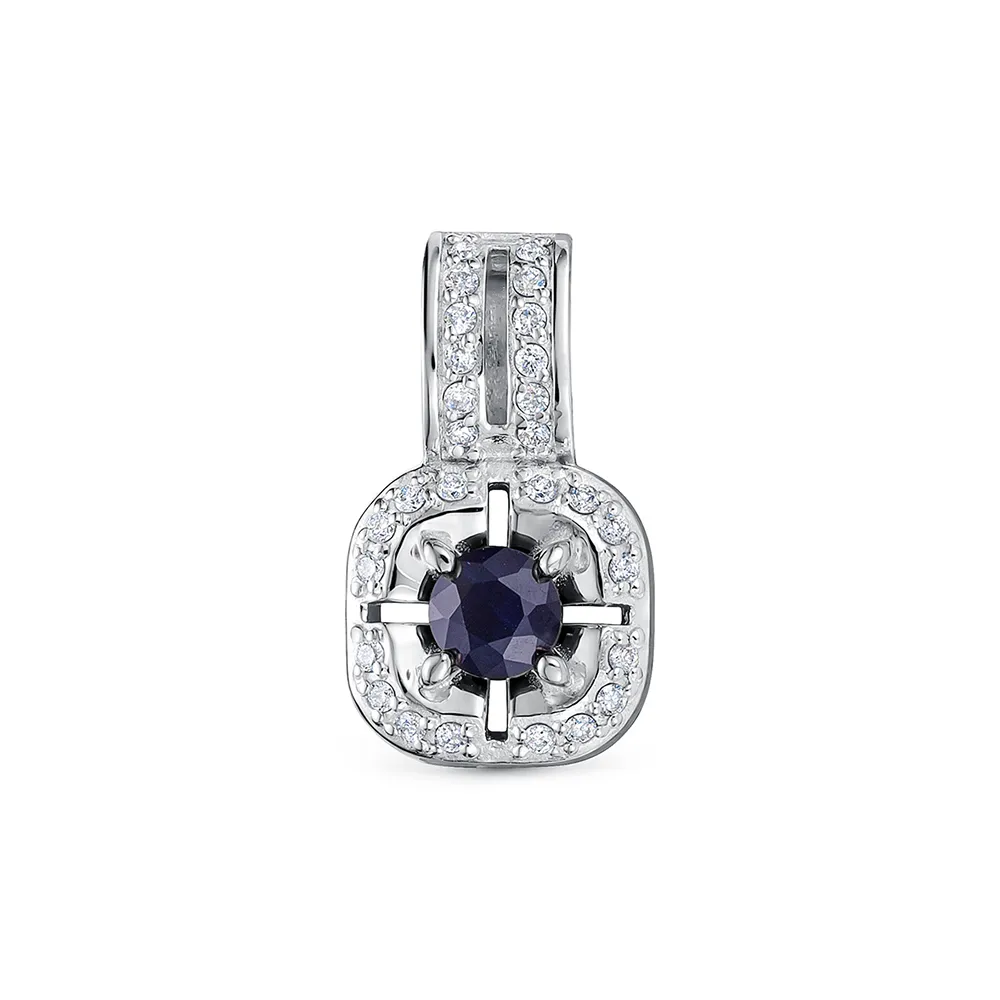 Pandantiv din aur alb cu Diamant, Safir