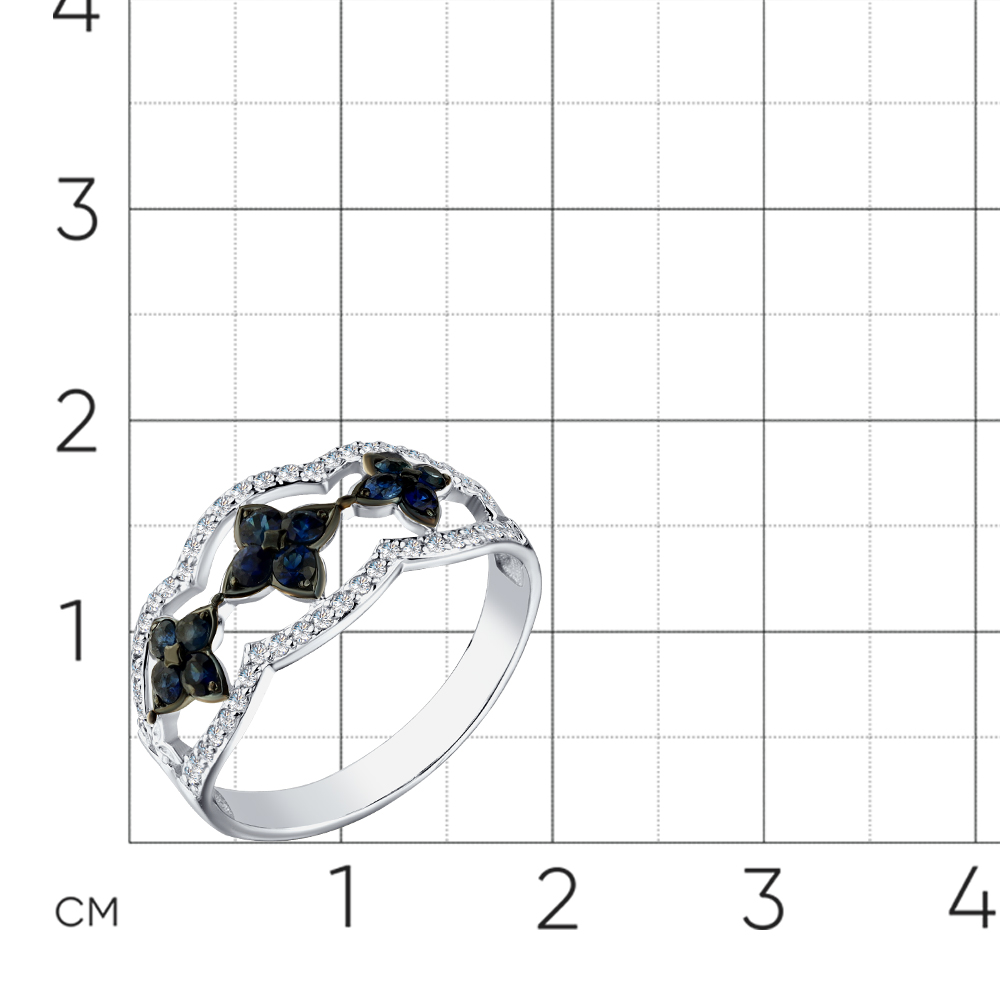 Inel din aur alb cu pietre Diamant, Safir