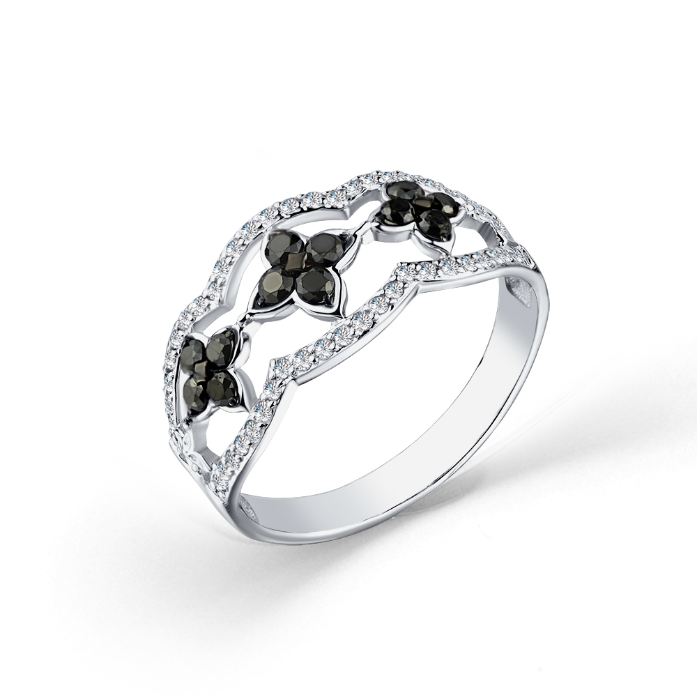 Inel din aur alb cu pietre Diamant, Diamant negru