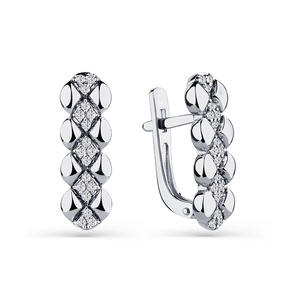 Cercei din aur alb cu pietre Diamant