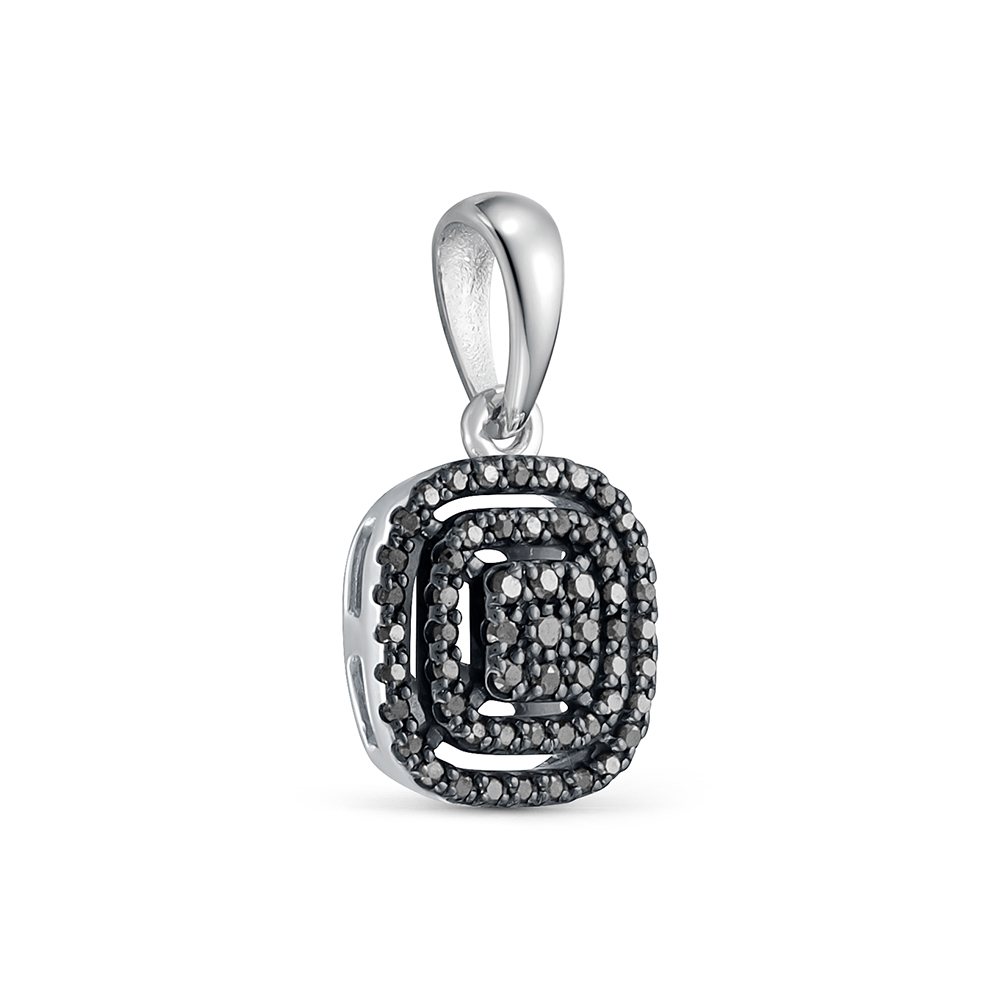 Pandantiv din aur alb cu pietre Diamant negru