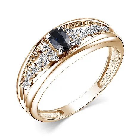 Inel din aur roșu cu Diamant, Safir