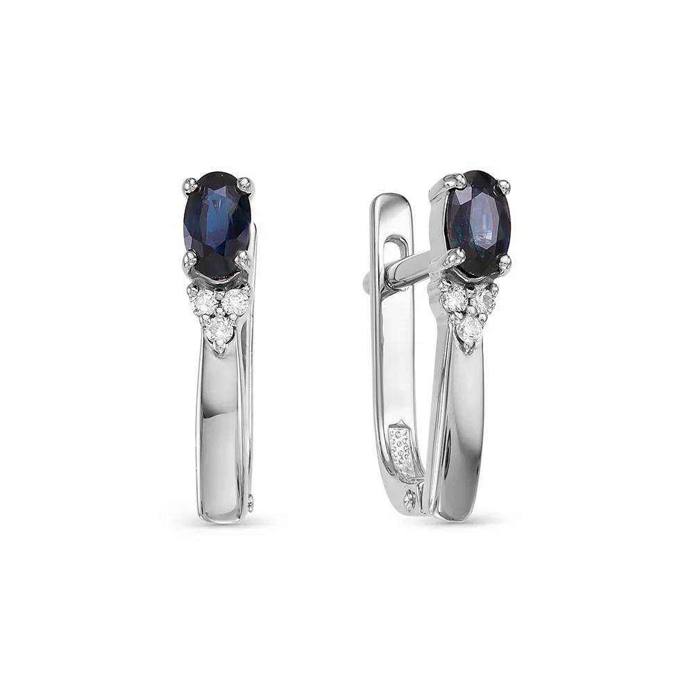 Cercei din aur alb cu Diamant, Safir