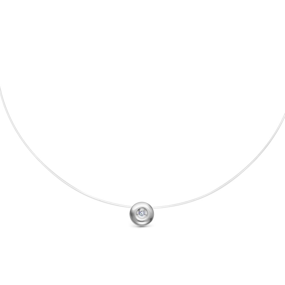 Colier din aur alb cu pietre Diamant, Fir transparent