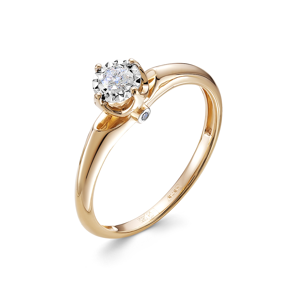 Кольцо из красного золота с камнями Бриллиант