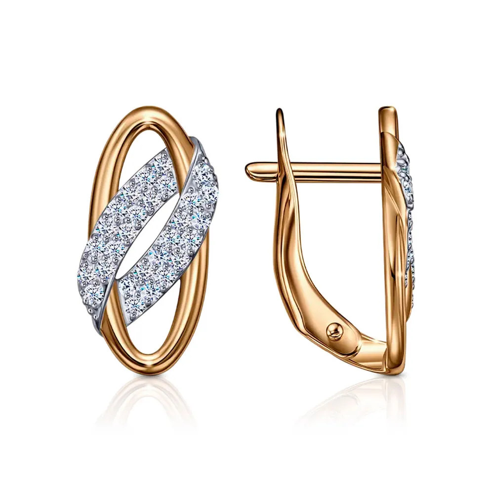 Cercei din aur roșu cu Cubic Zirconia Incolor