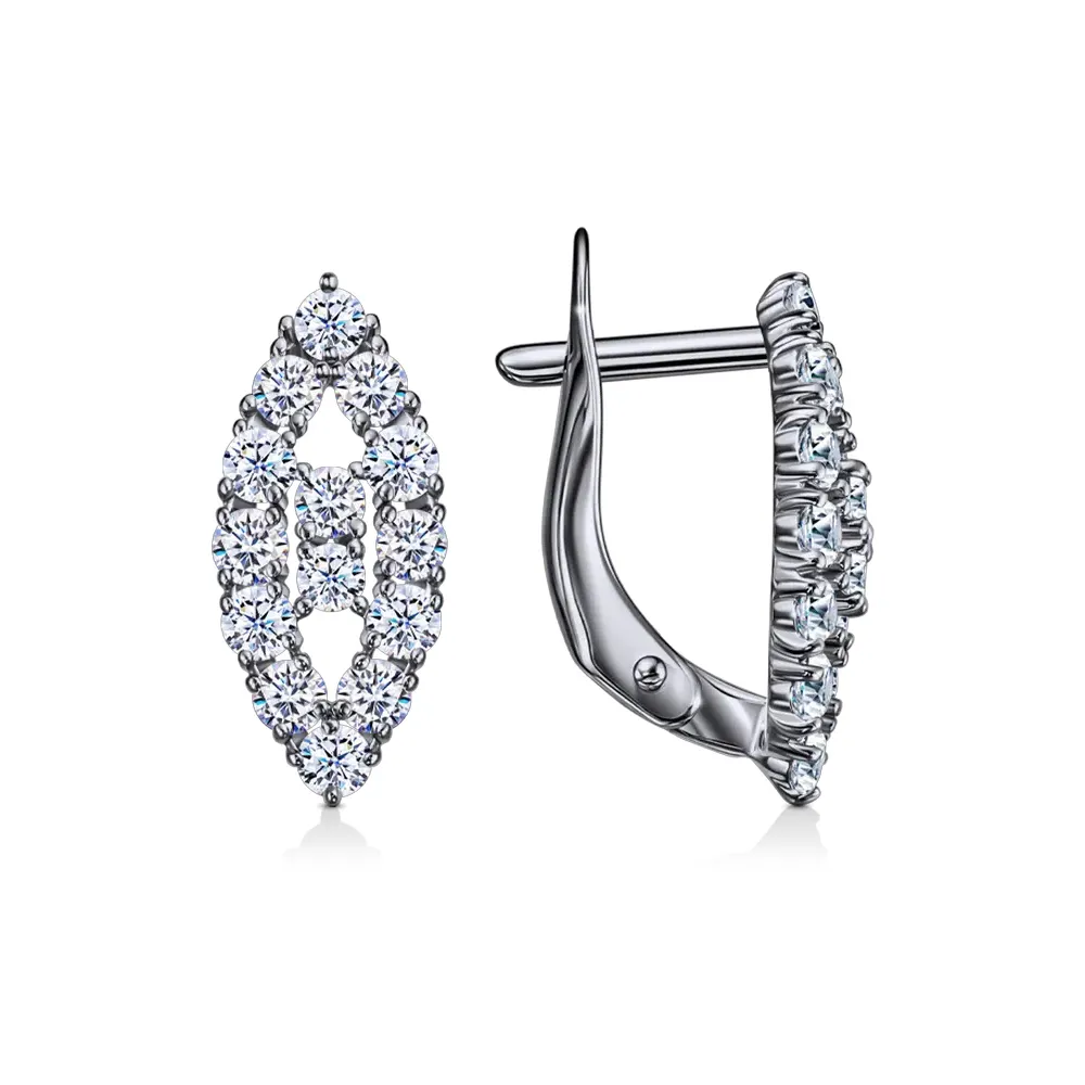 Cercei din aur alb cu Cubic Zirconia Incolor