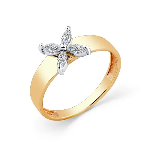 Inel din aur alb și roșu cu Cubic Zirconia Incolor