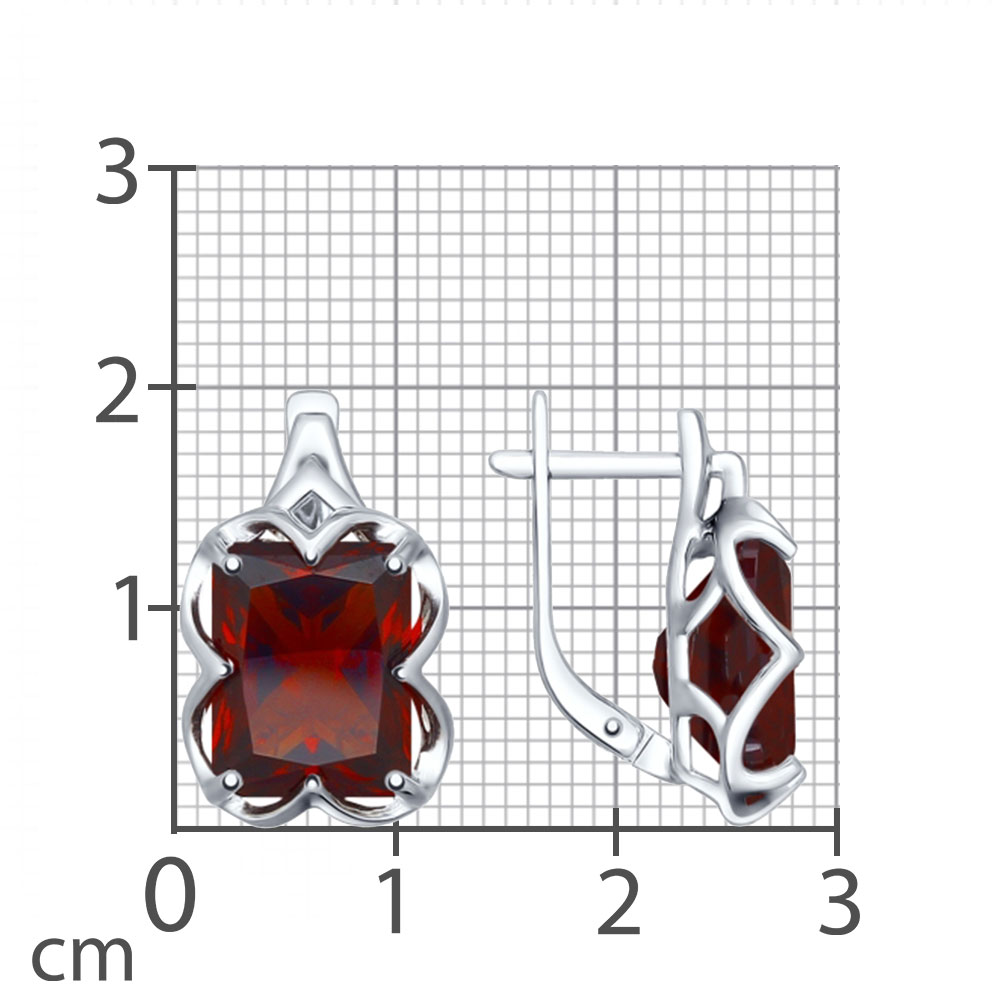 Серьги из серебра с камнями Ситал гранат (синт.)
