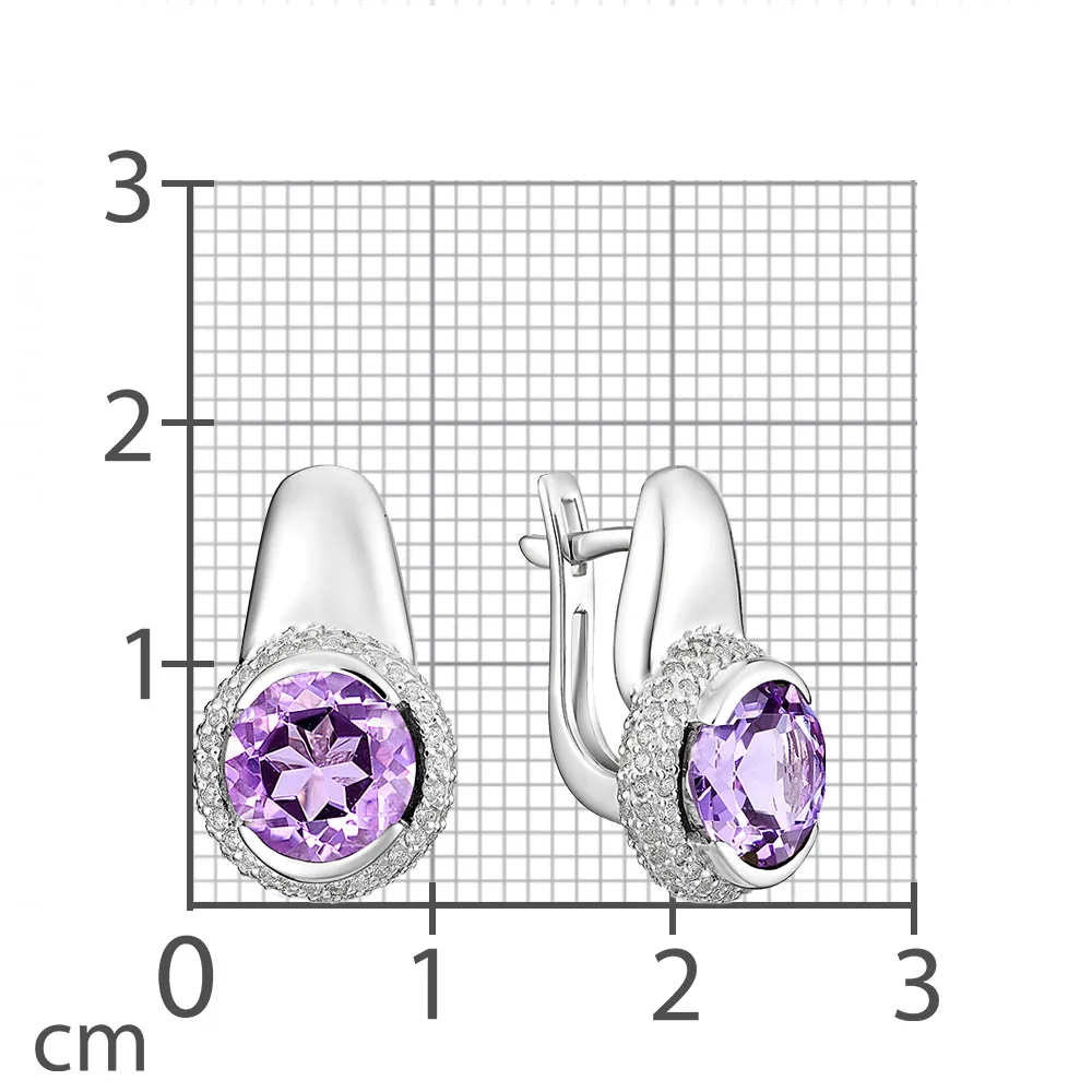 Cercei din argint cu Cubic Zirconia Incolor, Ametist
