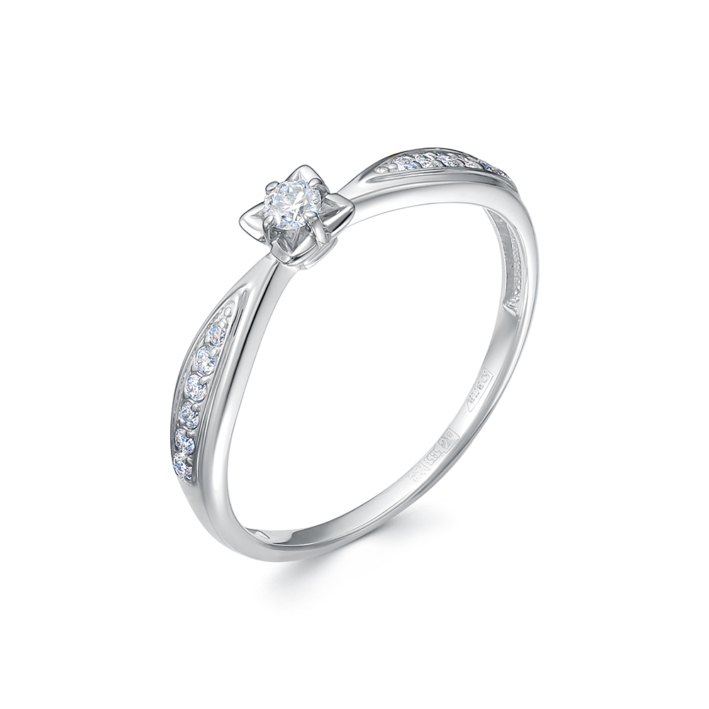 Кольцо из белого золота с камнями Бриллиант