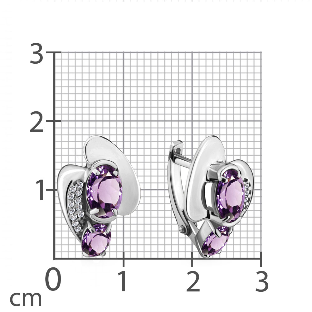 Cercei din argint  cu pietre Cubic Zirconia Incolor, Ametist