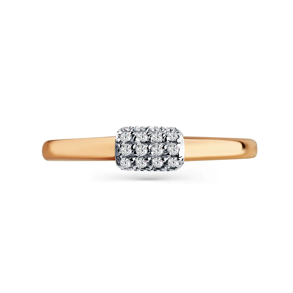 Inel din aur roșu cu Cubic Zirconia Incolor