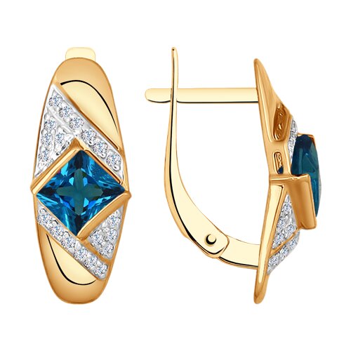 Cercei din aur roșu cu pietre Cubic Zirconia Incolor, Topaz London
