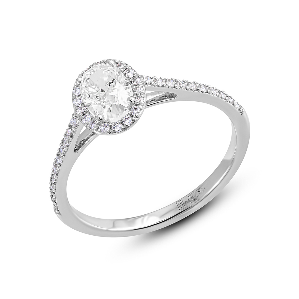 Inel din aur alb cu pietre Diamant