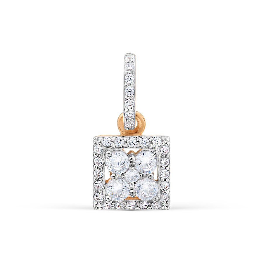 Pandantiv din aur roșu cu pietre Cubic Zirconia Incolor
