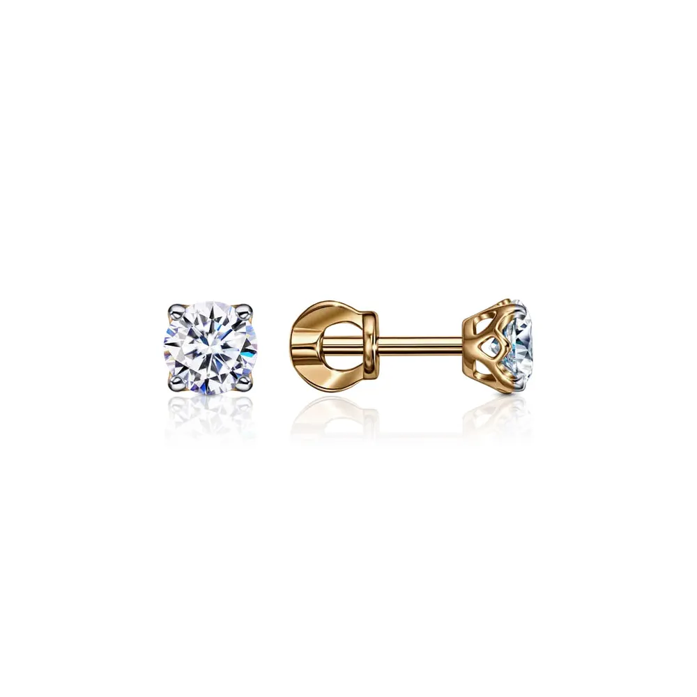 Cercei Pusete din aur roșu cu Cubic Zirconia Incolor