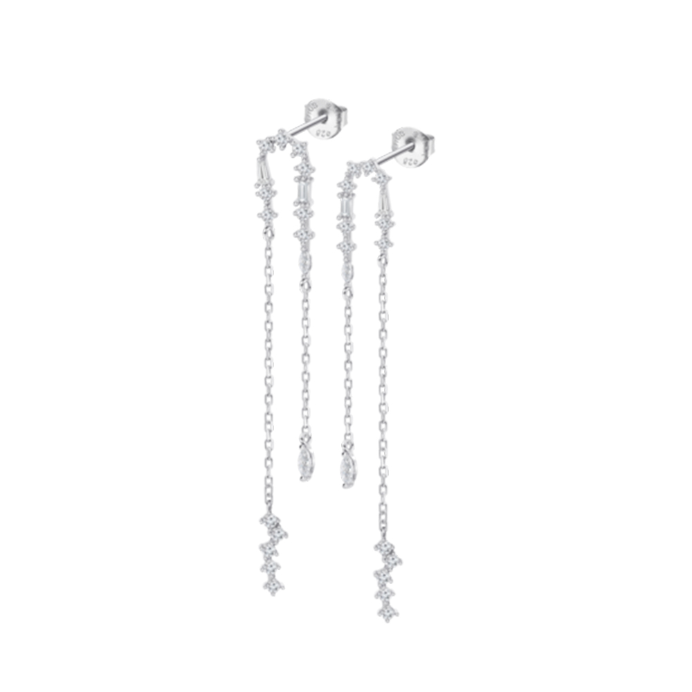Cercei Pusete din argint  cu pietre Cubic Zirconia Incolor