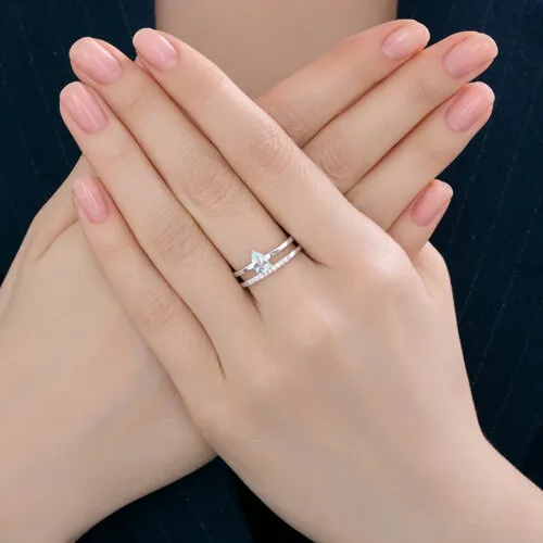 Inel din argint cu Cubic Zirconia Incolor, Topaz albastru