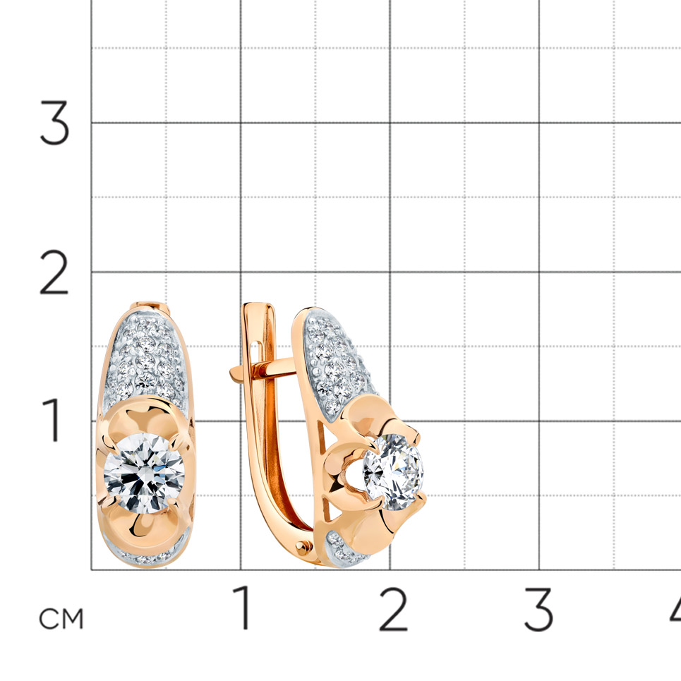 Cercei din aur roșu cu Cubic Zirconia Incolor