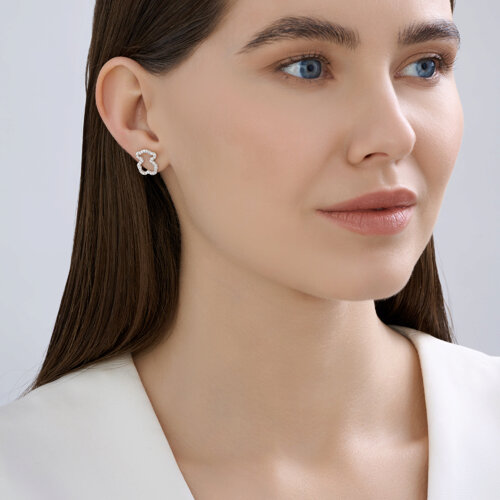Cercei Pusete din argint  cu pietre Cubic Zirconia Incolor