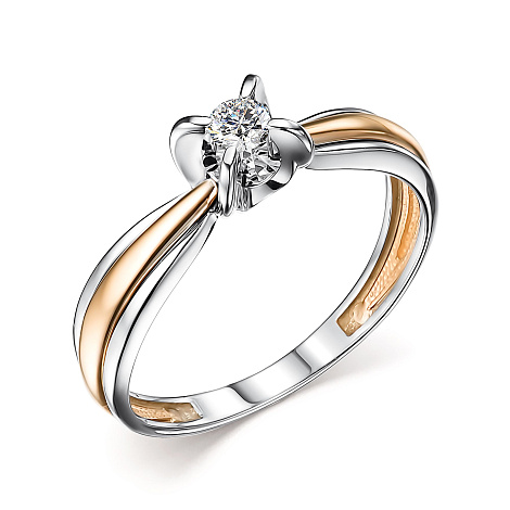 Кольцо из белого и красного золота с камнями Бриллиант