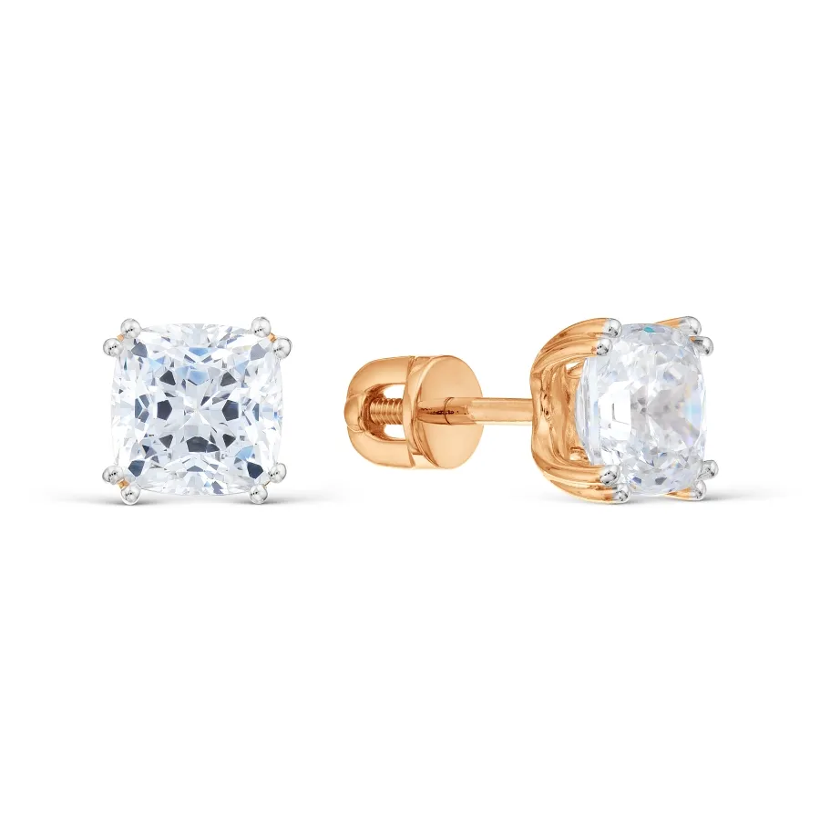 Cercei Pusete din aur roșu cu Cubic Zirconia Incolor