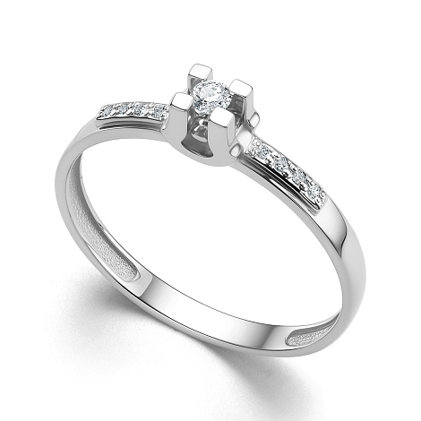 Inel din aur alb cu pietre Diamant