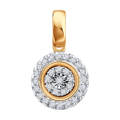 Pandantiv din aur alb și roșu cu pietre Diamant