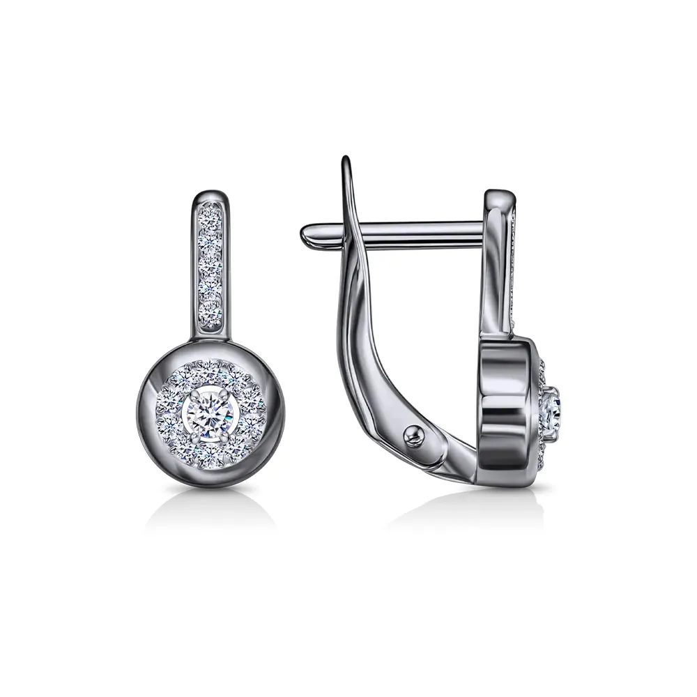 Cercei din aur alb cu Cubic Zirconia Incolor