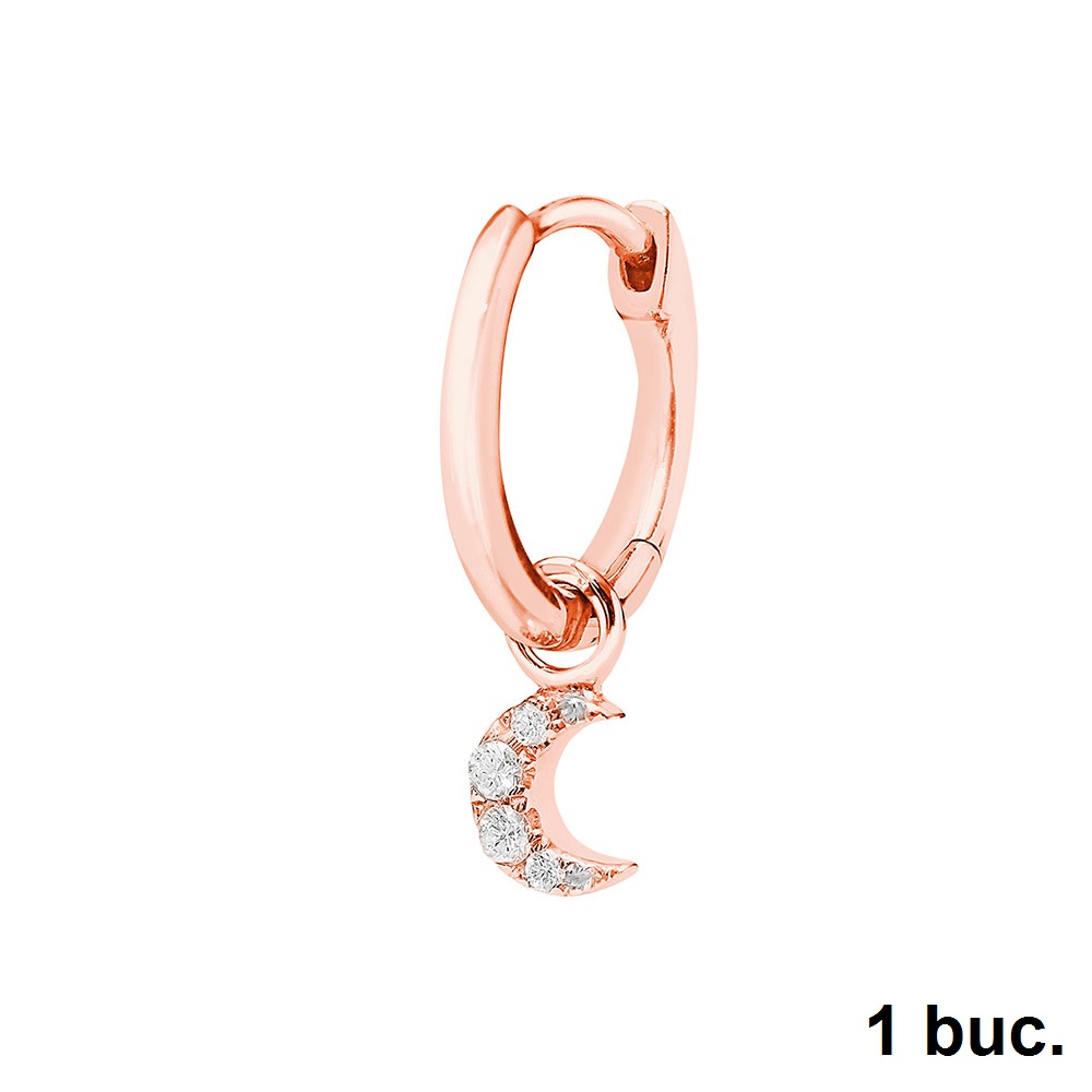 Cercel din aur roz cu pietre Diamant