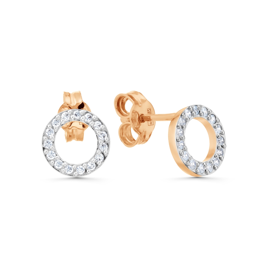 Cercei Pusete din aur roșu cu pietre Cubic Zirconia Incolor