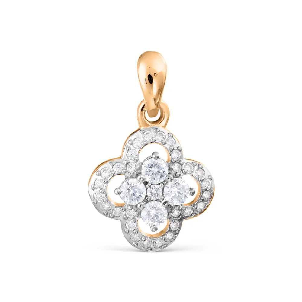 Pandantiv din aur roșu cu Cubic Zirconia Incolor