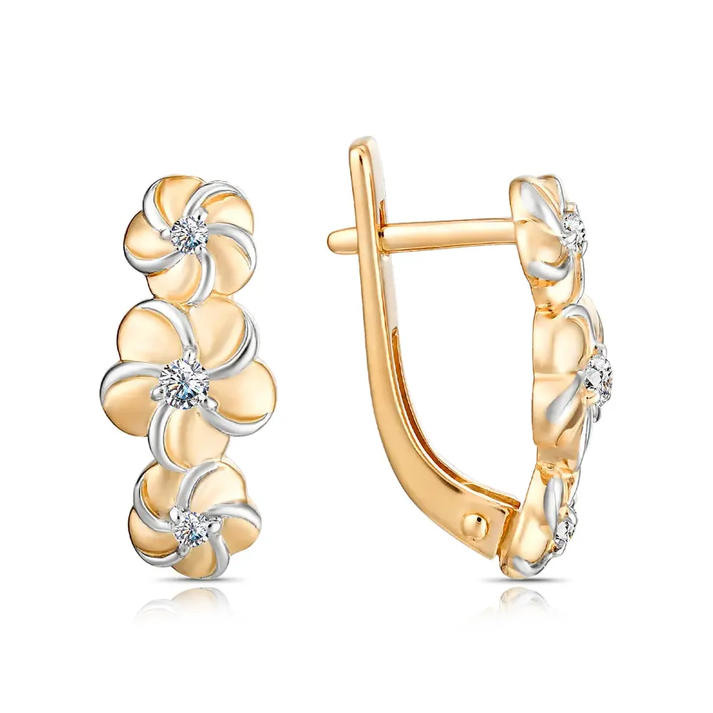 Cercei din aur roșu cu Cubic Zirconia Incolor