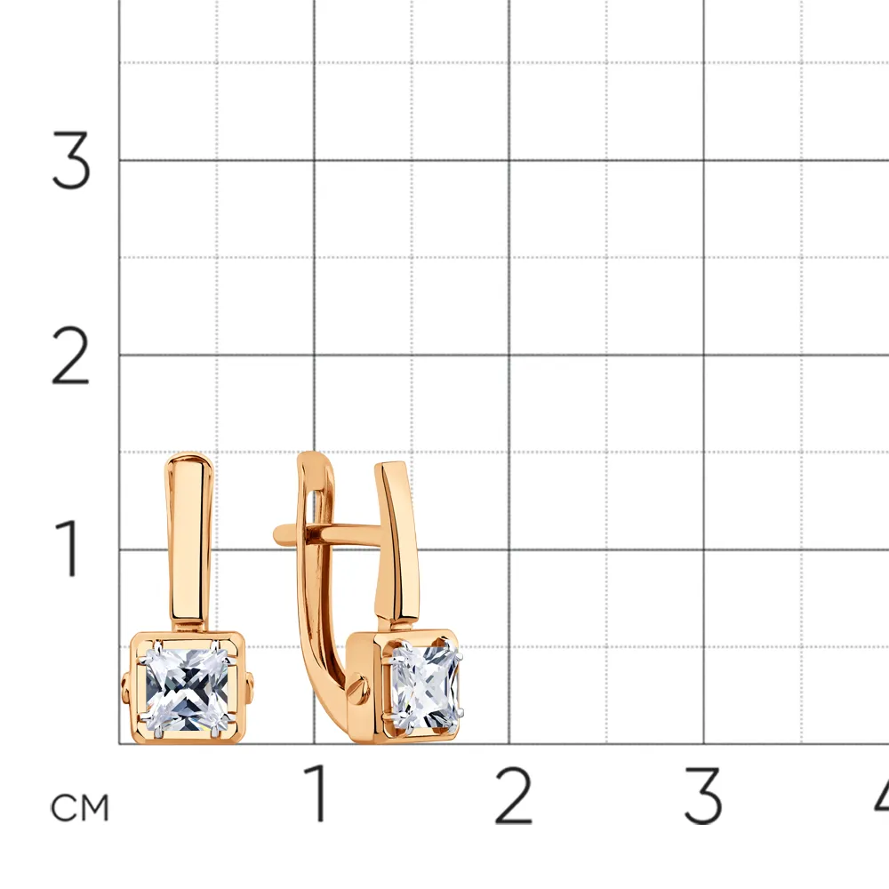 Cercei din aur roșu cu Cubic Zirconia Incolor