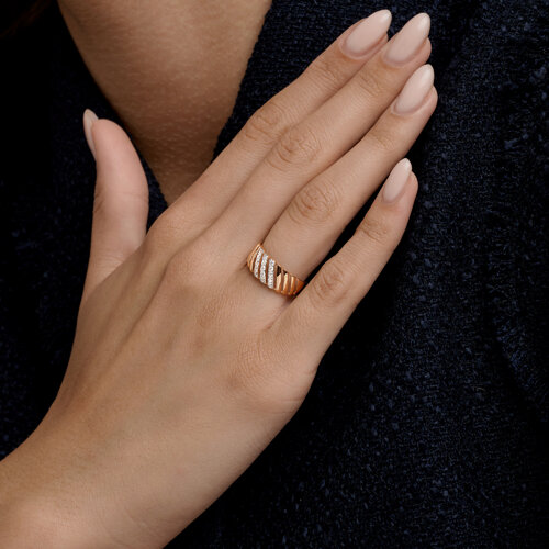 Inel din aur roșu cu pietre Cubic Zirconia Incolor