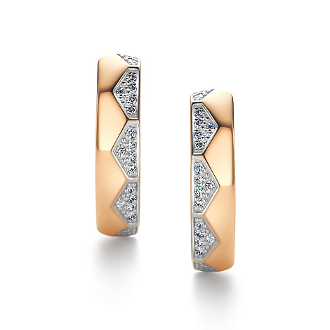 Cercei din aur roșu cu pietre Diamant