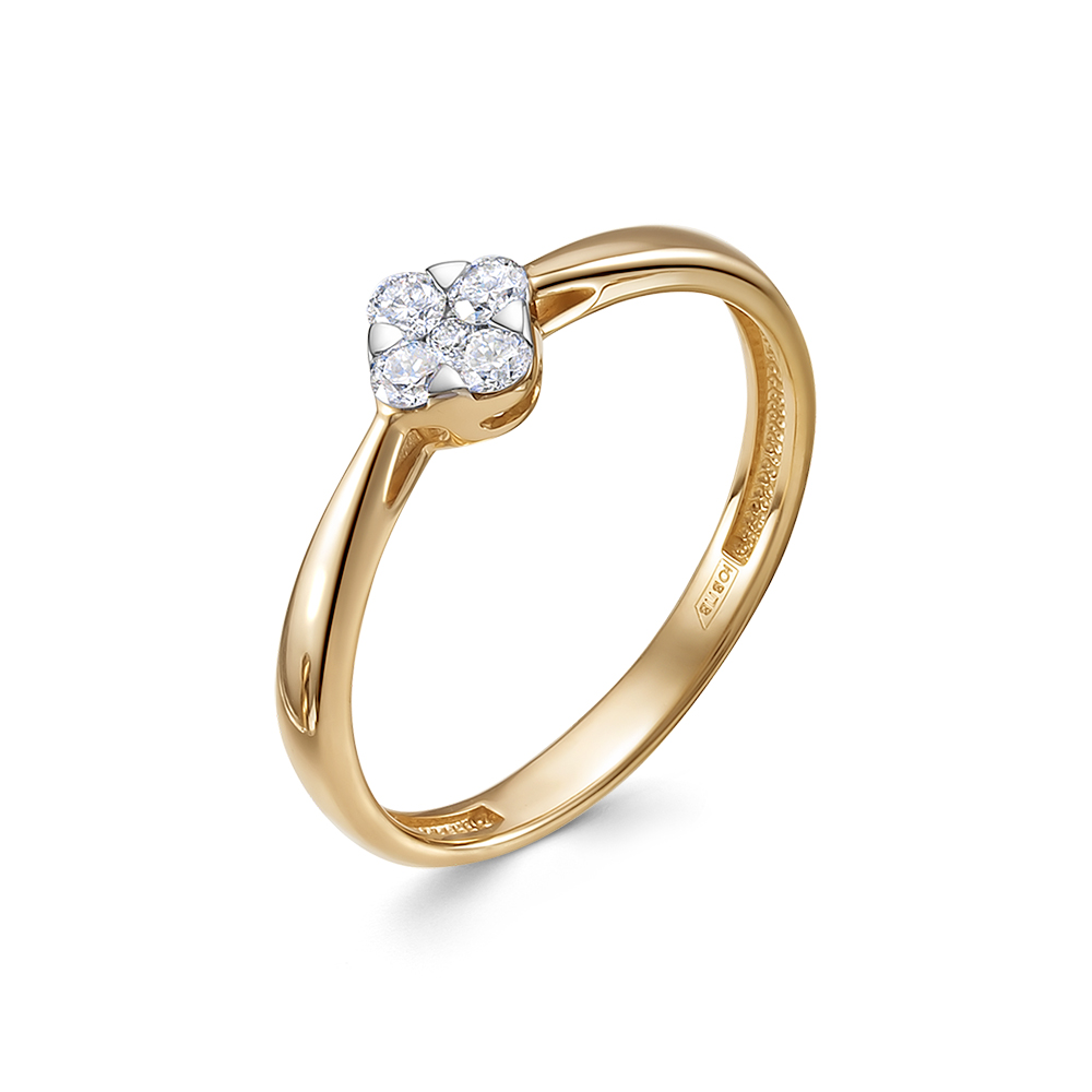 Кольцо из красного золота с камнями Бриллиант