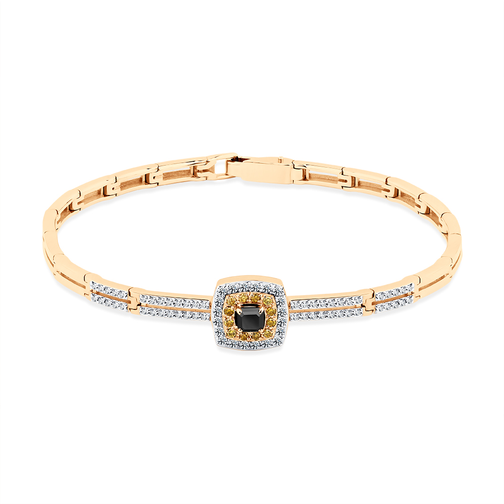 Brățară din aur roșu cu pietre Diamant, Diamant negru și Diamant galben
