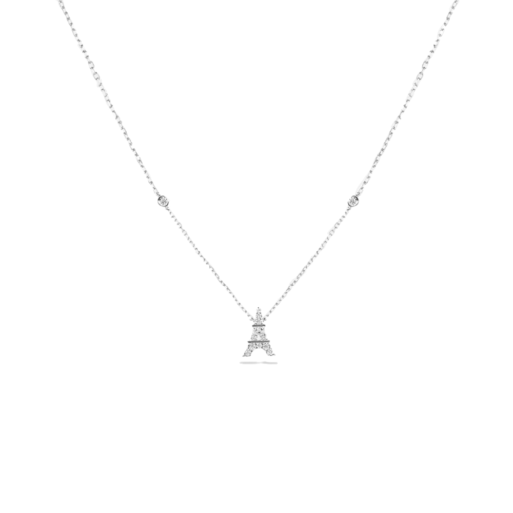 Colier din aur alb cu pietre Diamant