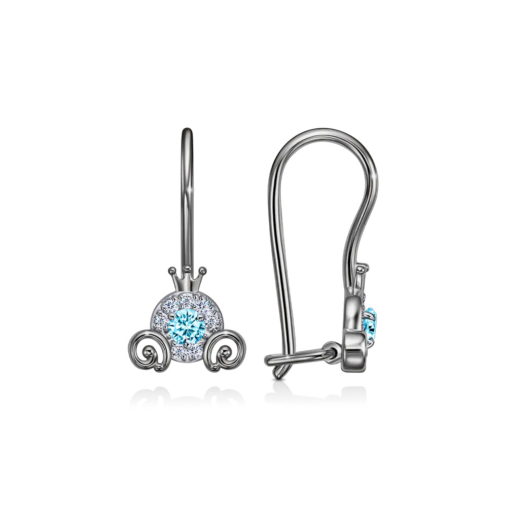 Cercei p-u copii din aur alb cu pietre Cubic Zirconia Incolor