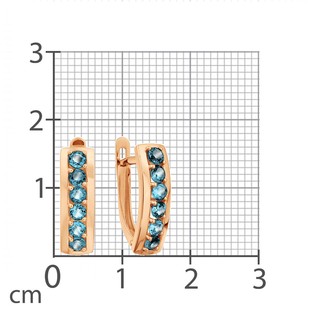 Серьги из красного золота с камнями Топаз