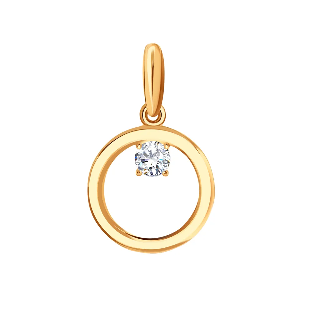 Pandantiv din aur roșu cu Cubic Zirconia Incolor