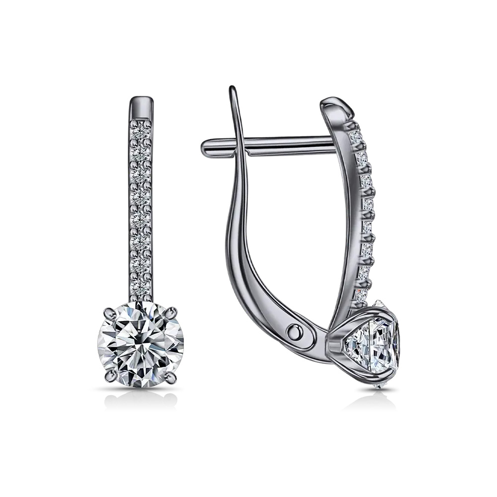 Cercei din aur alb cu pietre Cubic Zirconia Incolor