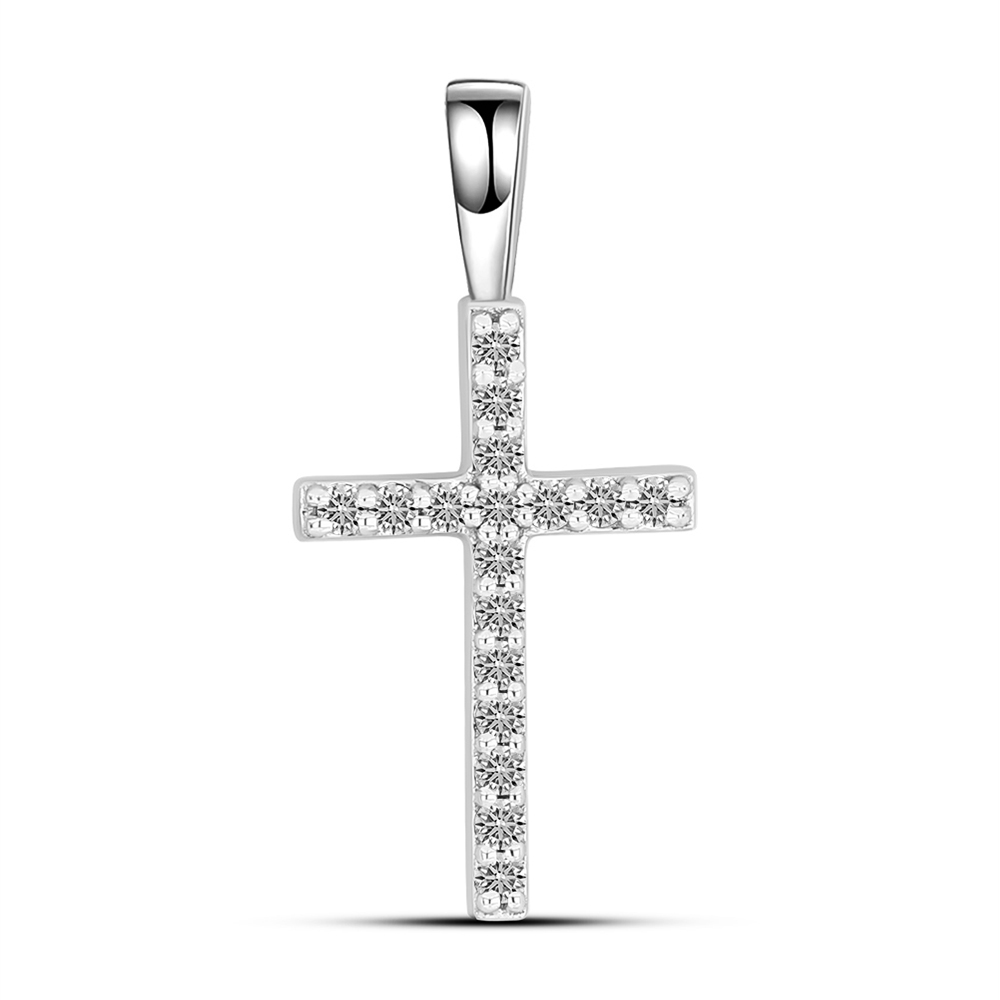 Cruce din aur alb cu Diamant